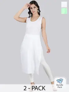 Seva Chikan Pack Of 2 Cotton Long Slips