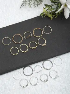 DressBerry Set Of 18 Textured Finger Rings