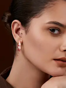 MINUTIAE Rose Gold Plated Contemporary Hoop Earrings