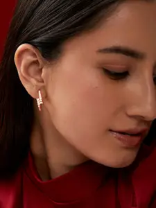 MINUTIAE Rose Gold Plated Geometric Hoop Earrings