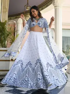 FABPIXEL Embroidered Sequinned Semi-Stitched Lehenga & Unstitched Blouse With Dupatta