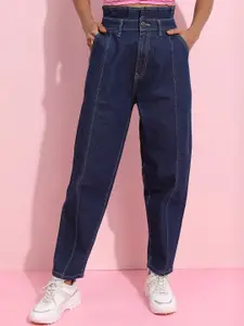 Tokyo Talkies Women Blue Relaxed Fit Mid-Raise Clean Look Cropped Jeans