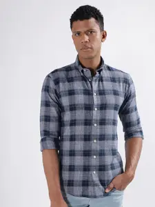 LINDBERGH Slim Fit Tartan Checked Button-Down Collar Casual Shirt