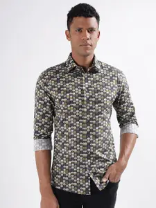 LINDBERGH Slim Fit Opaque Printed Cotton Casual Shirt