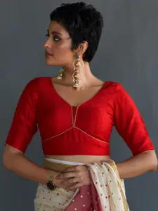 Suta Contrast-Piping Saree Blouse