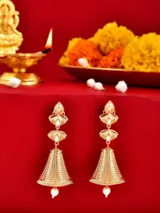 Voylla Aradhana Anuradha Gold-Plated Contemporary Statement Drop Earrings