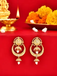Voylla Aradhana Anmoldeep Gold-Plated Contemporary Drop Earrings