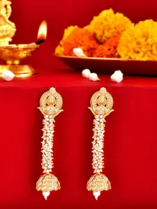 Voylla Aradhana Teeya Gold-Plated Contemporary Jhumkas