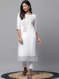 AURELIA Floral Printed Straight Regular Kurta