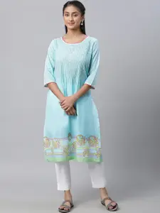 AURELIA Pleated Pure Cotton Straight Kurta