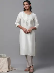 AURELIA Ethnic Motifs Yoke Design Sequinned Kurta