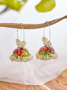 ATIBELLE Silver Plated Contemporary Jhumkas Earrings
