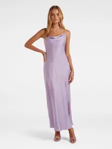 Forever New Cowl Neck Shoulder Straps Tie-Ups Detail Satin Maxi Dress