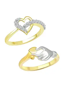 Vighnaharta Set of 2 Gold Plated Finger Ring