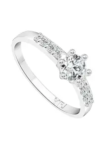 Vighnaharta Engage Solitaire Rhodium-Plated CZ Stone-Studded Adjustable Finger Ring