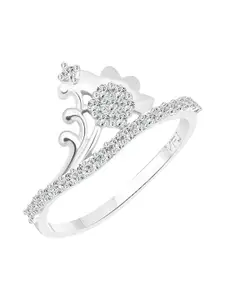 Vighnaharta Rhodium-Plated Cubic Zirconia Stone-Studded Finger Ring