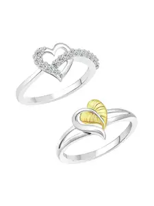 Vighnaharta Rhodium-Plated Cubic Zirconia Stone-Studded Adjustable Finger Ring