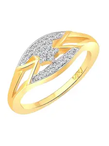 Vighnaharta Gold-Plated CZ-Studded Finger Ring