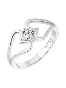 Vighnaharta Rhodium-Plated CZ Stone-Studded Adjustable Finger Ring