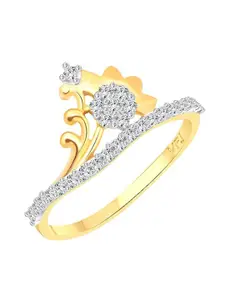 Vighnaharta Gold-Plated CZ Stone-Studded Adjustable Finger Ring