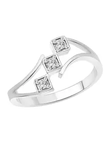 Vighnaharta Rhodium-Plated Cubic Zirconia Stone-Studded Finger Ring