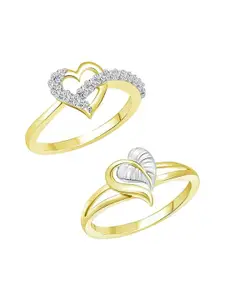 Vighnaharta Set of 2 Gold-Plated CZ-Studded Finger Rings