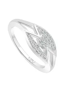 Vighnaharta Rhodium-Plated Cubic Zirconia-Studded Finger Ring