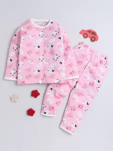 BUMZEE Girls Graphic Printed Pure Cotton Night suit
