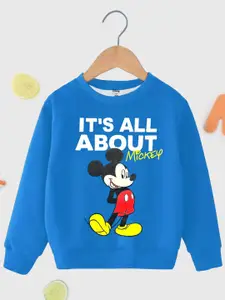 KUCHIPOO Boys Mickey Mouse Printed Fleece Pullover Sweatshirt