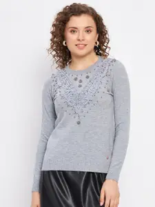 Duke Embellished Detailed Acrylic Pullover