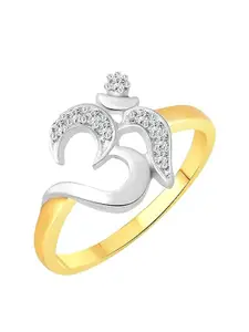 Vighnaharta Gold-Plated Cubic Zirconia Stone-Studded Finger Ring