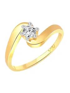 Vighnaharta Gold-Plated Cubic Zirconia Stone-Studded Finger Ring