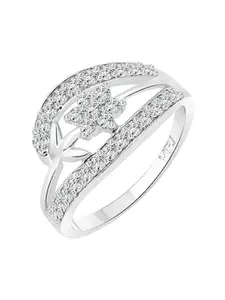 Vighnaharta Rhodium-Plated Cubic Zirconia Stone-Studded Finger Ring