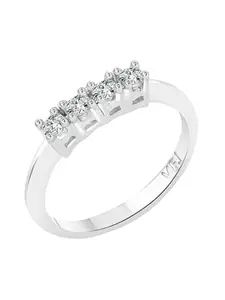 Vighnaharta Rhodium-Plated CZ Stone-Studded Adjustable Finger Ring