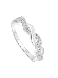 Vighnaharta Rhodium-Plated Cubic Zirconia Stone-Studded Finger Ring