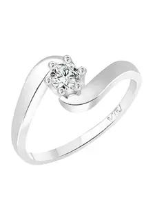 Vighnaharta Swing Solitaire Rhodium-Plated CZ-Studded Finger Ring