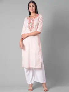 Dollar Missy Striped Round Neck Thread Work Kurta