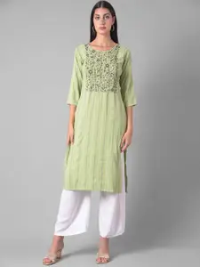 Dollar Missy Floral Embroidered Thread Work Straight Kurta