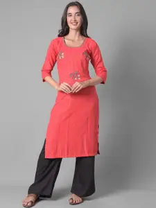Dollar Missy Striped Thread Work Straight Kurta