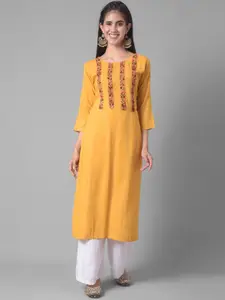 Dollar Missy Striped Thread Work Straight Kurta