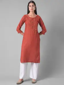 Dollar Missy Floral Embroidered Thread Work Straight Kurta