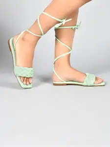 JM Looks Textured Lace-Ups Gladiators