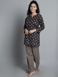 Shararat Ethnic Motifs Printed Pure Cotton Night Suit