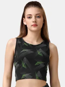 Soie Geometric Printed Fitted Sports Crop Top