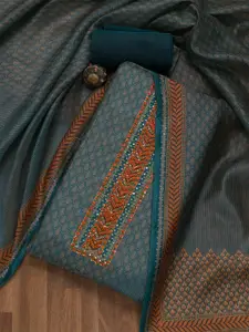 Koskii Ethnic Motif Printed Chanderi Unstitched Dress Material
