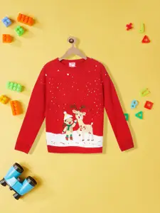 Nauti Nati Girls Conversational Self Design Pure Acrylic Pullover