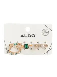 ALDO Women Gold-Plated Stone-Studded Adjustable Finger Ring