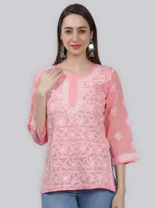 Seva Chikan Ethnic Motifs Embroidered Chikankari Kurti