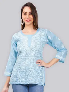 Seva Chikan Ethnic Motifs Embroidered Chikankari Detail straight Kurti
