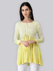 Seva Chikan Ethnic Motifs Embroidered Chikankari Detail A-Line Kurti